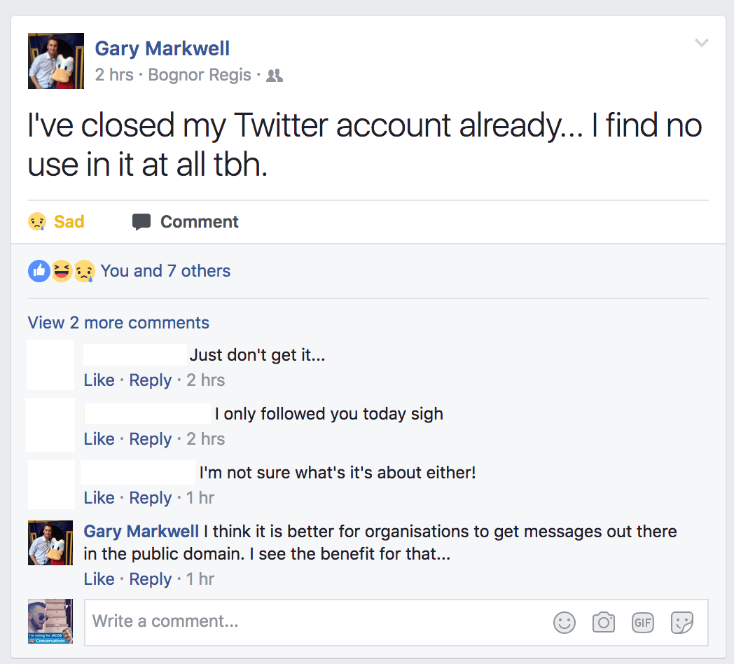 Gary Markwell Closed Twitter Account