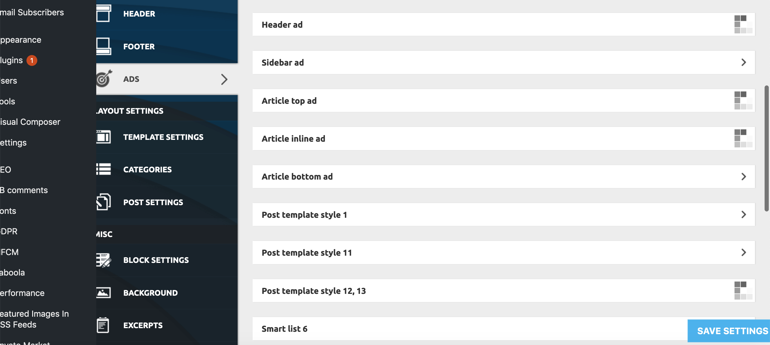 Newspaper Theme Panel options won't load