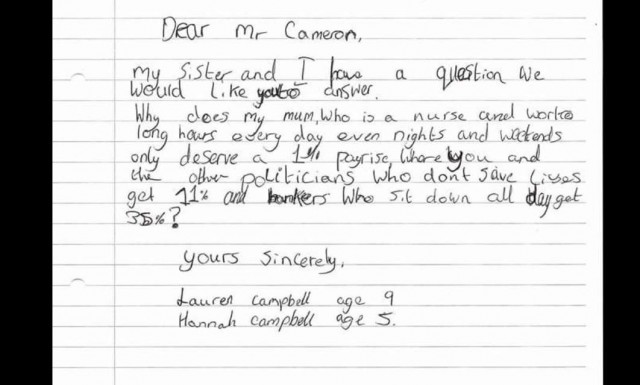 Nurse's daughters, 5 & 9, send David Cameron letter that brilliantly ...