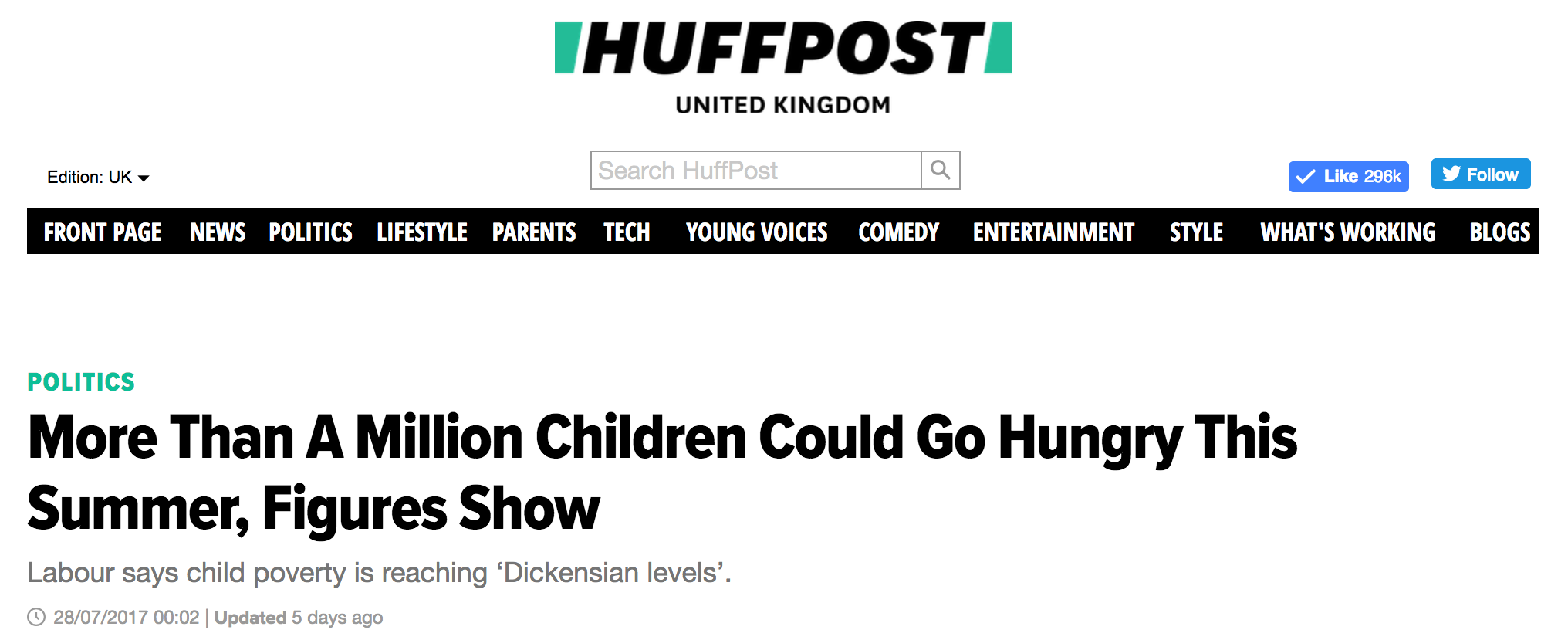 Huff Post Million Children Go Hungry
