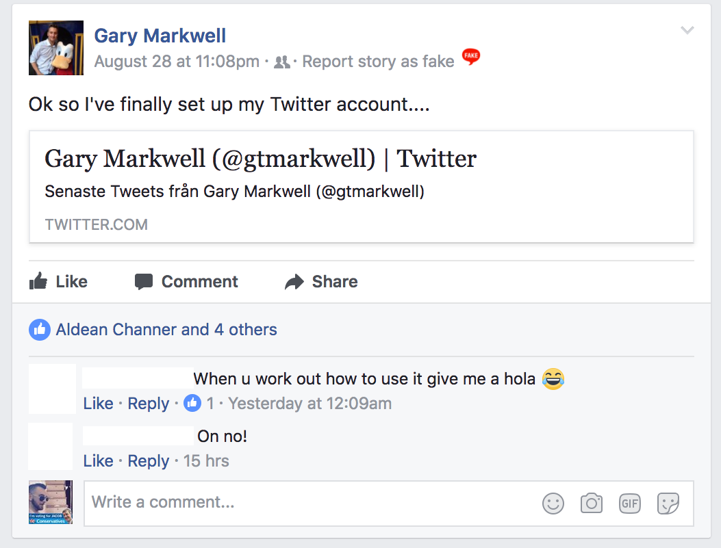 Gary Markwell Open Twitter Account