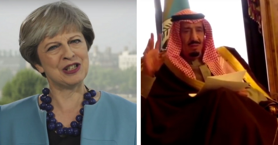 May slams states that break global treaties, despite UK breaking global weapons treaty in Saudi Arabia deals