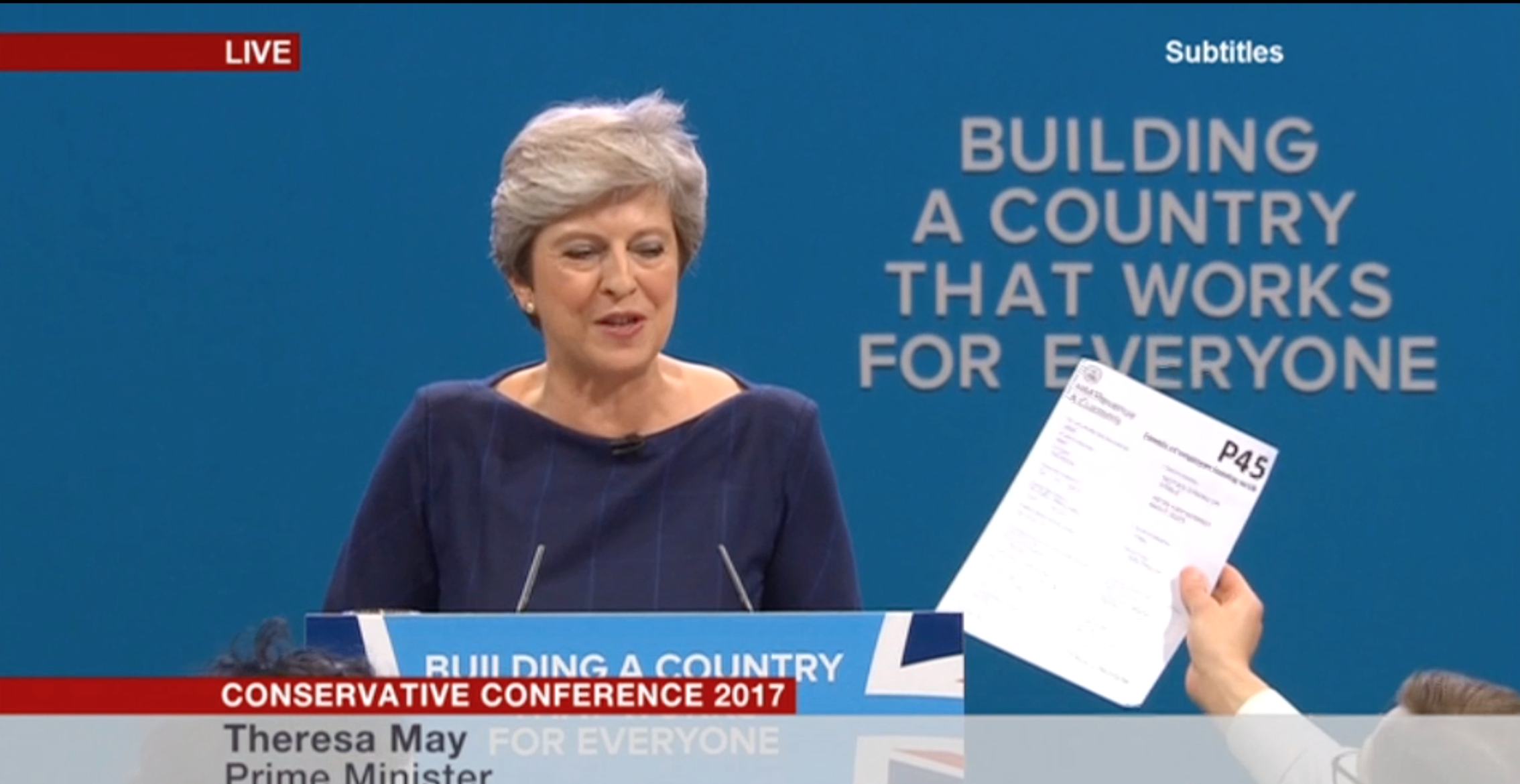 Theresa May Handed P45 Tory Conference