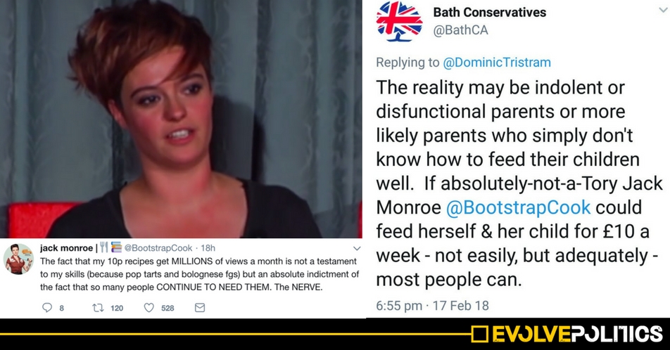 Jack Monroe goes APOPLECTIC at Tory for using their work to shame people in poverty