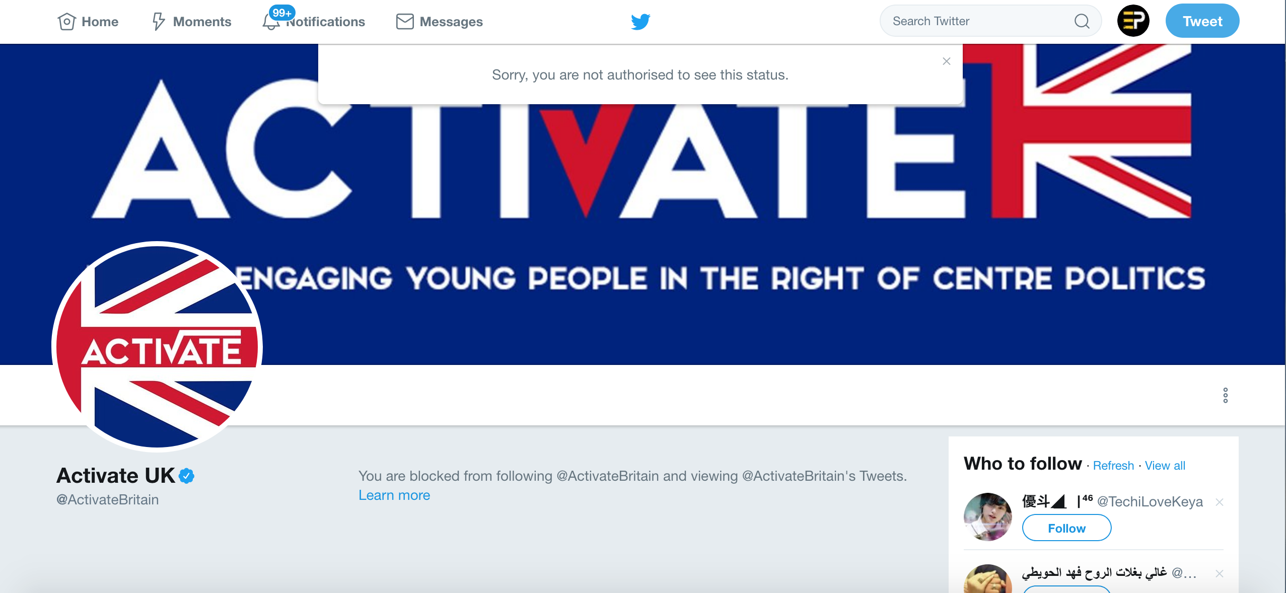 Activate Blocked Evolve Politics Twitter