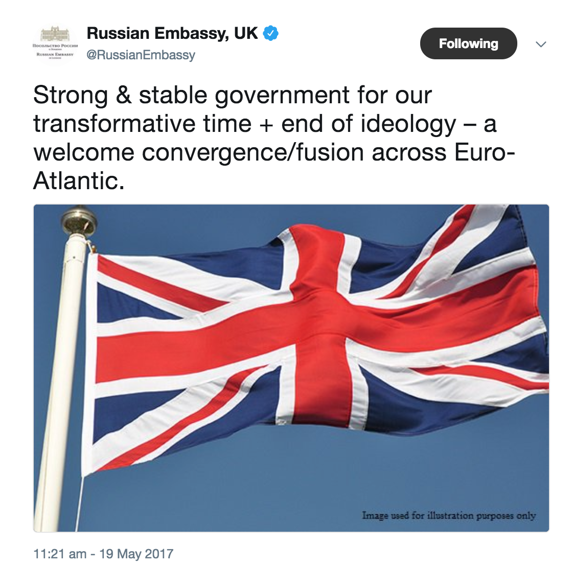 Russia Officially Supported Theresa May's Conservatives in the 2017 General Election.