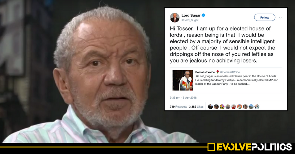 Alan Sugar's latest extraordinary Twitter rant proves that money definitely hasn't bought him class. Or dignity. Or modesty.
