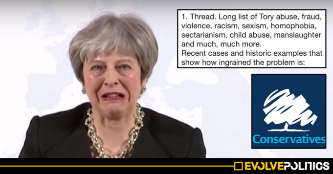 A massive 36-tweet thread exposing the extraordinary scale of Tory racism and abuse is going viral for very obvious reasons