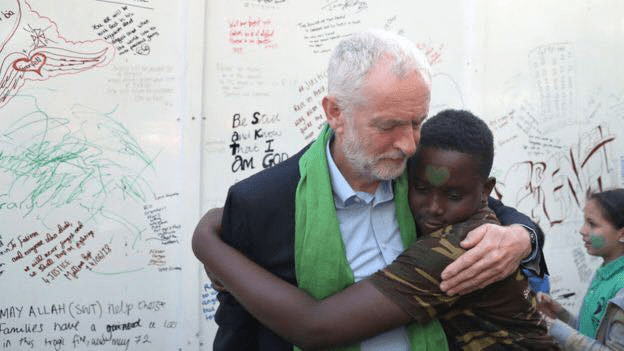 Corbyn Grenfell Anniversary Hug 