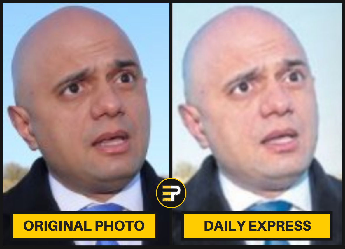 Sajid Javid - Daily Express Whitened - Side by Side Comparison with Original Photo