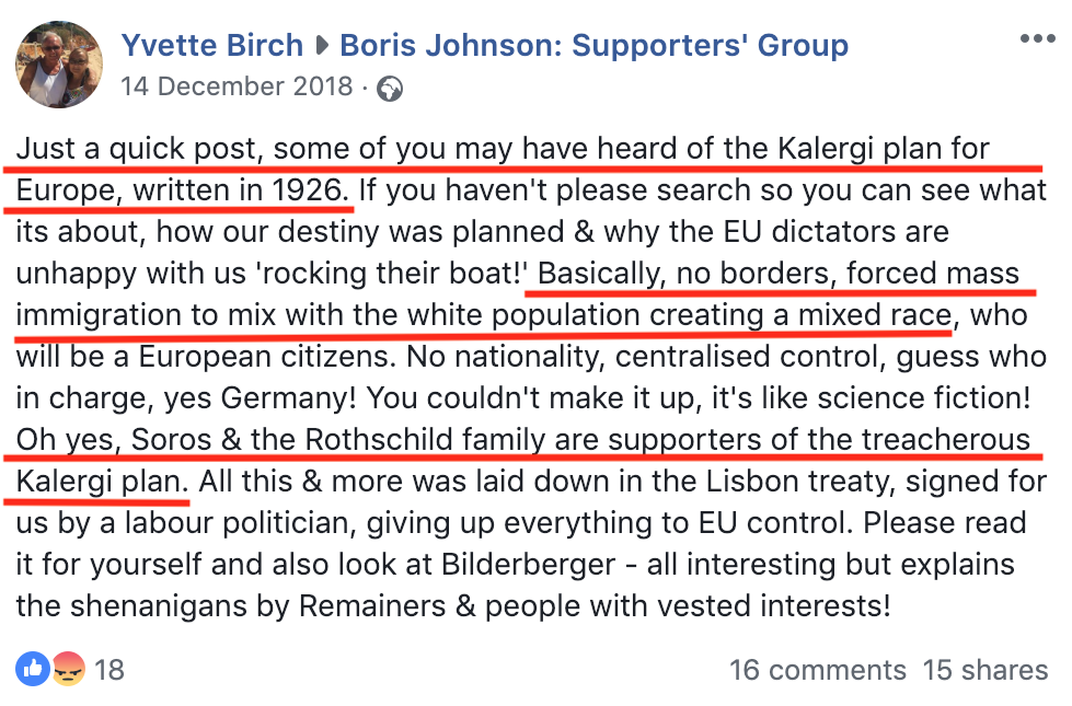 Boris Johnson Supporters' Group Antisemitism Rothchilds Soros