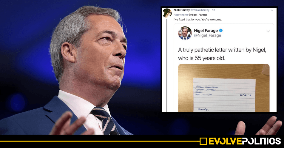 Nigel Farage accused of faking bizarre letter from '10-year old Brexiteer' whose 'pro-EU teachers' supposedly "brainwash" him
