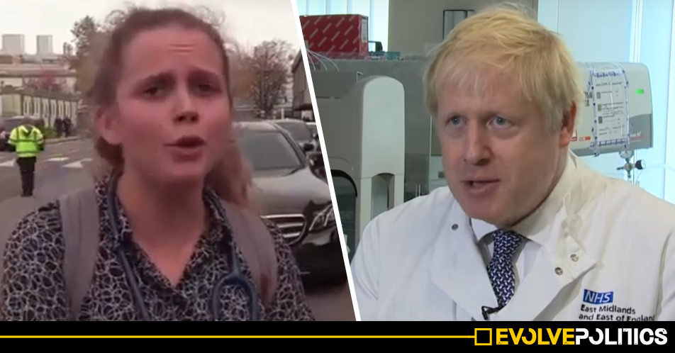 WATCH: Medical Student absolutely eviscerates "coward" Boris Johnson after botched NHS "PR stunt" [VIDEO]