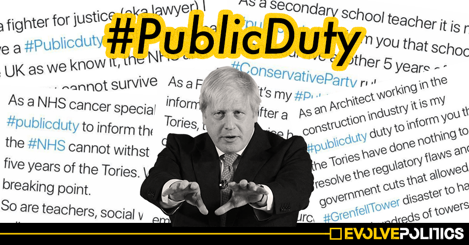 Doctors, Teachers and Public Workers use #PublicDuty en-masse to warn against voting Tory in the 2019 General Election